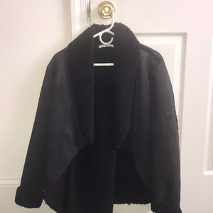 Black suede and fur coat.